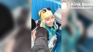 Beauty shits in porta potty