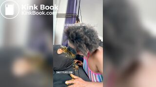 2 Crazy Ebony Girls Shit in Lucky guy's mouth - video 2