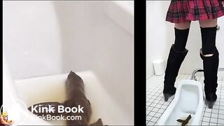 Japanese women poop hard in the toilet