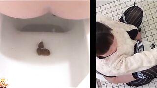 Japanese women poop hard in the toilet