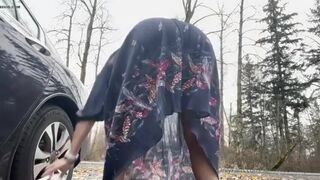 Outdoor pee, poo and wipe near the woods..