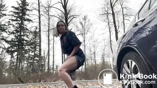 Outdoor pee, poo and wipe near the woods..