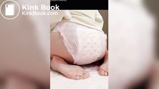 Chinese girl messes and sits in diaper
