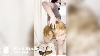 Mask-wearing girl shits herself