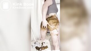 Mask-wearing girl shits herself