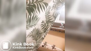 Girlfriend pooping with boyfriend on bathtub