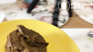 Hot girl shitting on plate - video 20
