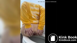 Sexy girl pooping pov on toilet and pisiing