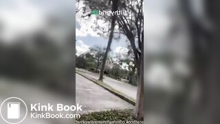 Womsn pooping outside public in nature