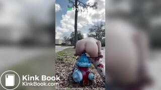 Womsn pooping outside public in nature