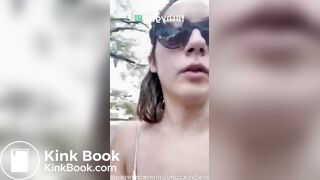 Womsn pooping outside public in nature