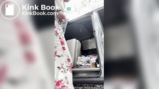 Womsn pooping outside public in nature