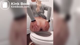 Hot blonde drops a nice log after a long day