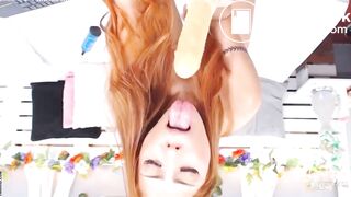 Redhead cutie sucking shit clean