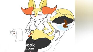Braixen using the bathroom