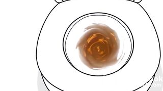 Braixen using the bathroom