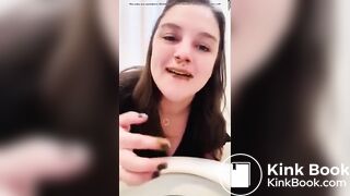 Having fun with a toilet poo..