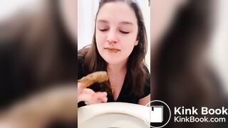 Having fun with a toilet poo..