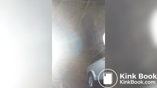 Cute girl shitting in her car garage