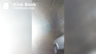 Cute girl shitting in her car garage