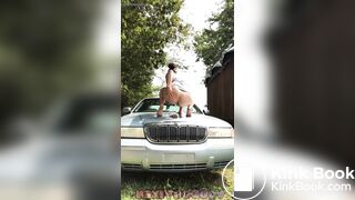 Hot girl shitting on car
