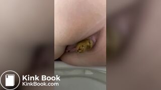 Young german girl drops hard turds
