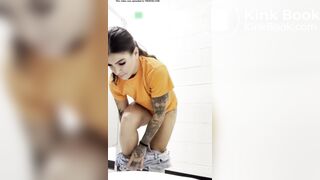 whore shits in public bathroom