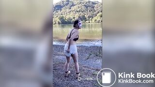 CWD releases runny shit in diaper while in woods.