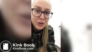 Blond girl pooping on toilet floor