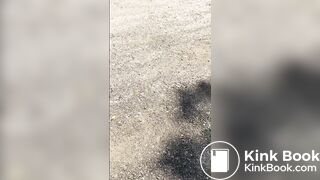 Blond girl pooping on toilet floor