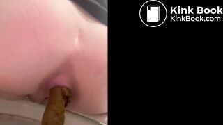 sexy girl pissing and pooping on toilet