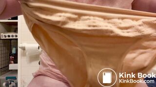 Cleaning up and showing off my wet/shitty panties