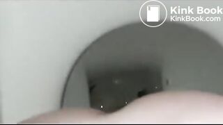 Woman shits thick turd on toilet