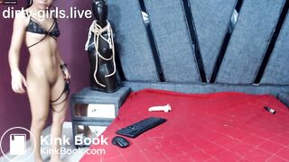 Small latina teen vomit and playing with poo