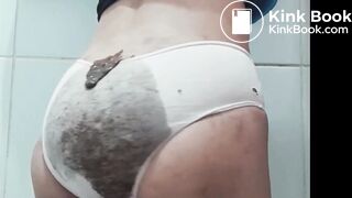1eaky shit in white panties