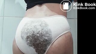 1eaky shit in white panties