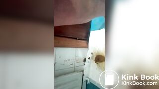 BIG ASS BABE PUSHES POOPS ON WALL DILDO