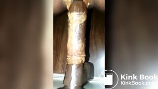 She fucks herself with a dildo and shits