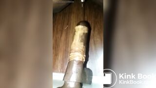 She fucks herself with a dildo and shits
