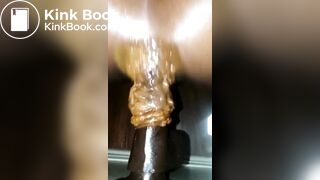 She fucks herself with a dildo and shits
