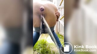 lots of piss n thick shit outdoors