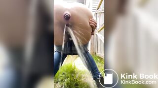 lots of piss n thick shit outdoors