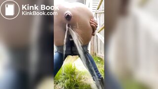 lots of piss n thick shit outdoors