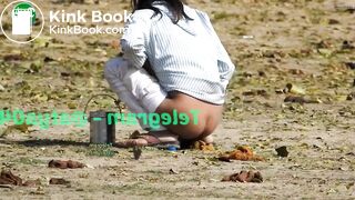 Skinny desi girl shitting outdoor