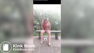 latina poop outside on bench
