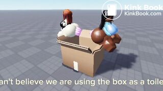 2 roblox girls unloads logs on a box