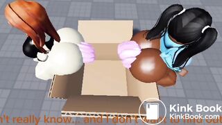 2 roblox girls unloads logs on a box