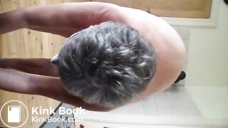 Old granny rubbing poop on her ass