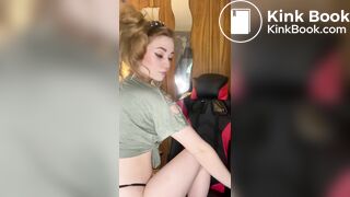 Hot girl shitting on gaming chair
