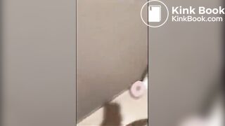 Japanese girl in pjs shitting on the toilet